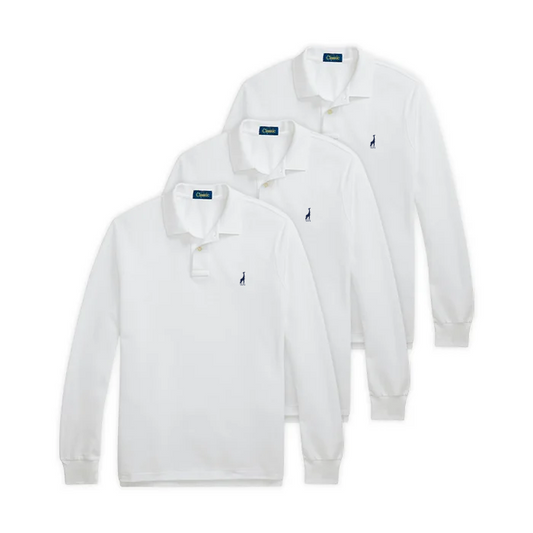 3-Pack Classic Mesh Long-Sleeve Polo Shirts