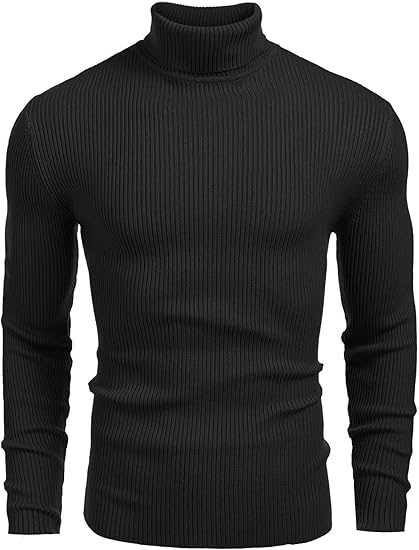 COOFANDY Mens Ribbed Slim Fit Knitted Pullover Casual